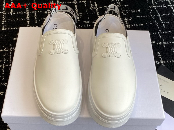 Celine Block Wedge Mule in Calfskin and Textile with Celine Jacquard Optic White and Black Replica