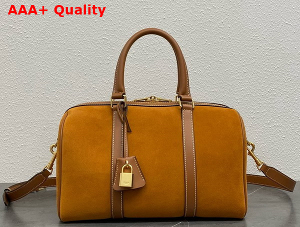 Celine Boston in Tobacco Suede Calfskin Replica