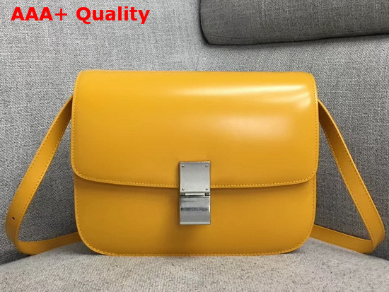 Celine Box Bag in Yellow Smooth Calfskin Replica