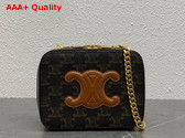 Celine Box On Chain Cuir Triomphe in Triomphe Canvas and Calfskin Tan Replica