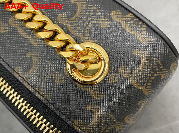 Celine Box On Chain Cuir Triomphe in Triomphe Canvas and Calfskin Tan Replica