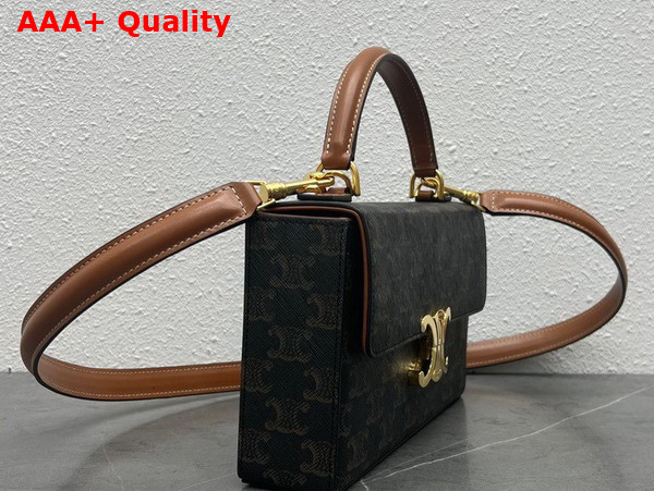 Celine Box Triomphe in Triomphe Canvas and Calfskin Tan Replica