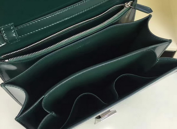 Celine Box in Green Smooth Calfskin with Silver Hardware For Sale