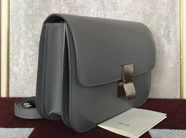 Celine Box in Grey Smooth Calfskin Silver Hardware For Sale