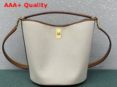 Celine Bucket 16 Bag in Textile and Calfskin Tan White Replica
