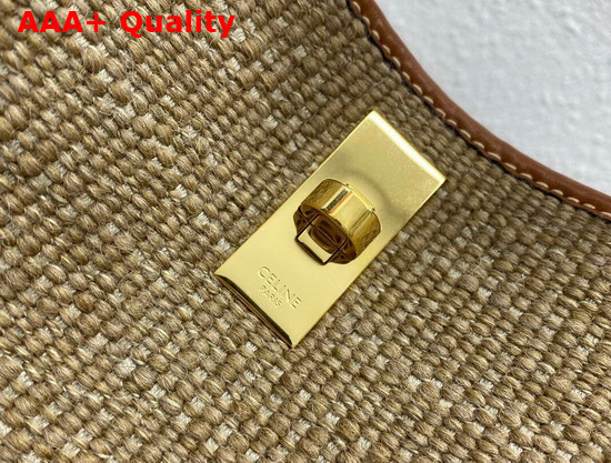 Celine Bucket 16 Bag in Textile with Celine Logo and Smooth Calfskin Beige Tan Replica