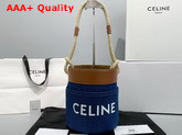 Celine Bucket Celine in Denim with Celine Print and Calfskin Navy Tan Replica