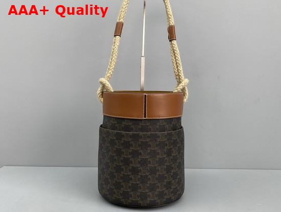 Celine Bucket Celine in Triomphe Canvas with Celine Print Tan Replica