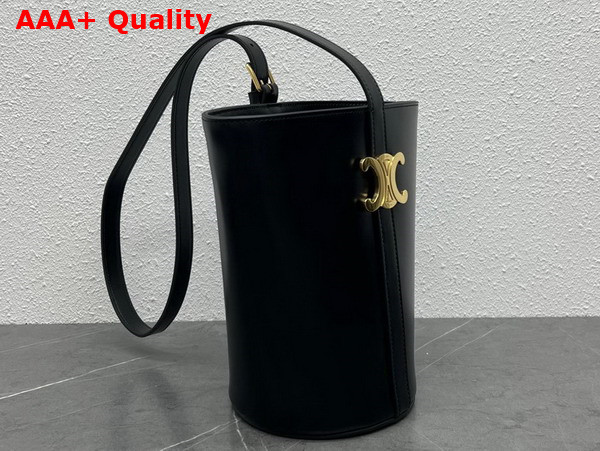Celine Bucket Triomphe in Shiny Calfskin Black Replica