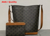 Celine Bucket in Triomphe Canvas and Calfskin Tan 116332 Replica