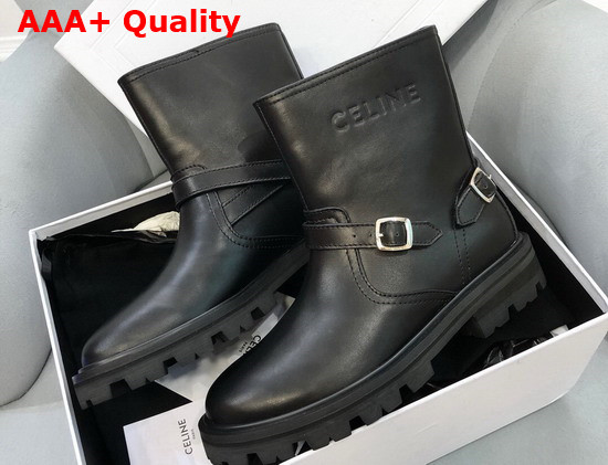 Celine Buckled Ankle Boot in Black Calfskin Replica