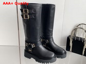 Celine Bulky Biker High Boot in Black Calfskin Replica