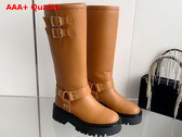 Celine Bulky Biker High Boot in Tan Calfskin Replica