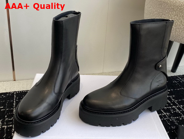 Celine Bulky Boots with Back Zip and Triomphe in Calfskin Black Replica