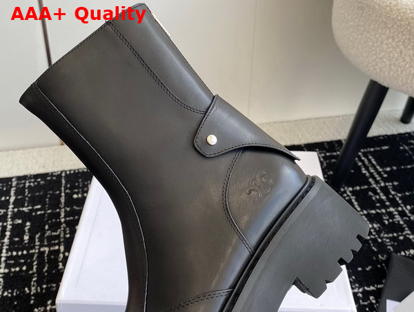 Celine Bulky Boots with Back Zip and Triomphe in Calfskin Black Replica