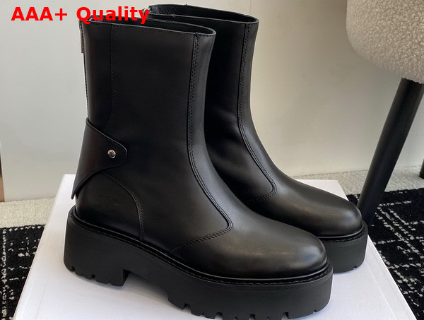 Celine Bulky Boots with Back Zip and Triomphe in Calfskin Black Replica