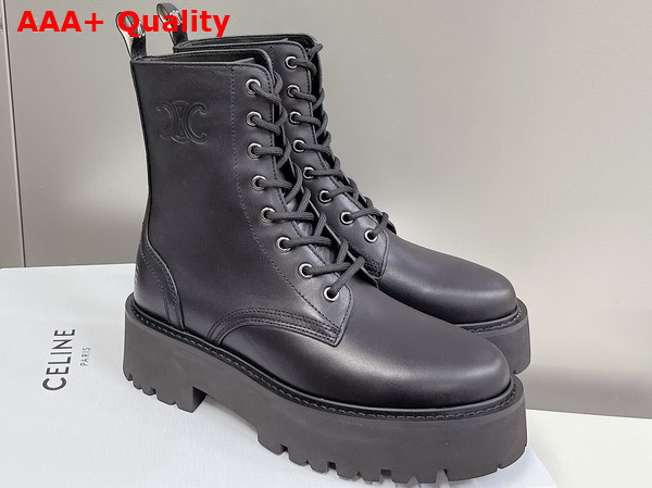 Celine Bulky Laced Up Boot in Black Calfskin Replica