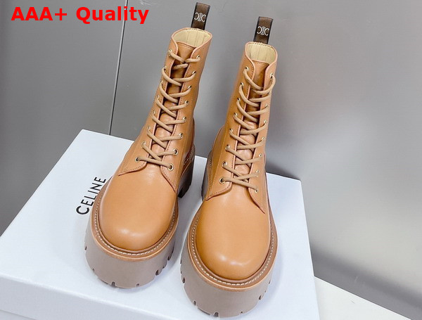Celine Bulky Laced Up Boot in Tan Calfskin Replica