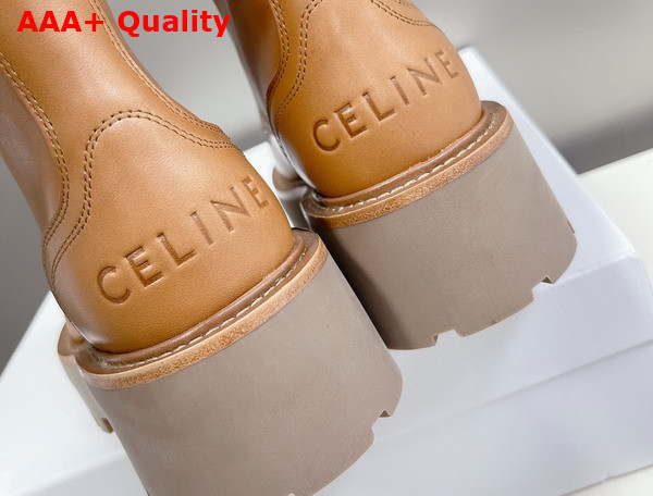 Celine Bulky Laced Up Boot in Tan Calfskin Replica