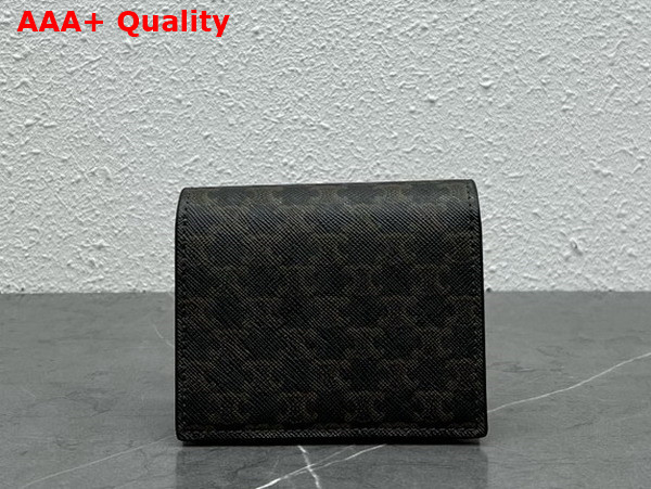 Celine Business Card Holder in Triomphe Canvas and Lambskin Tan Replica