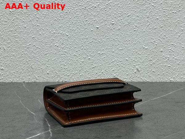 Celine Business Card Holder in Triomphe Canvas and Lambskin Tan Replica