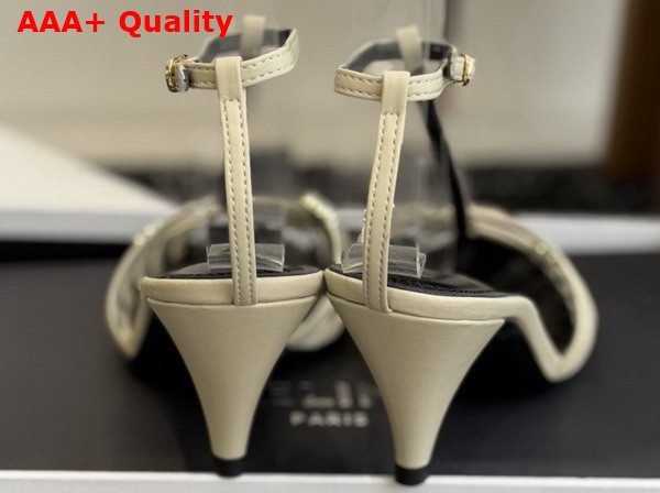 Celine Cage Heeled Sandal in Beige Goatskin Replica