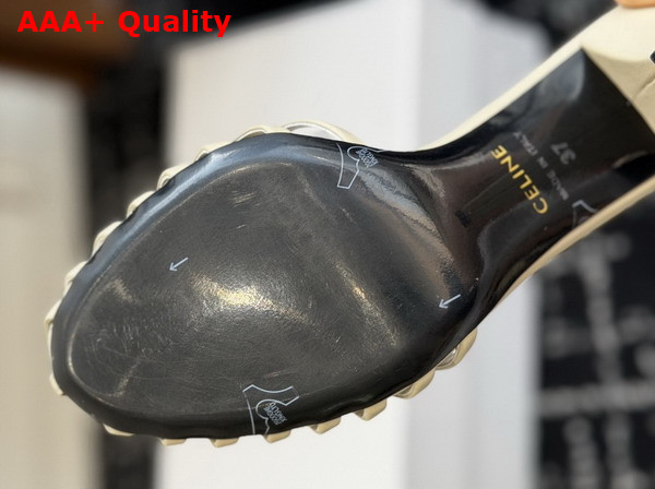 Celine Cage Heeled Sandal in Beige Goatskin Replica