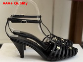 Celine Cage Heeled Sandal in Black Goatskin Replica