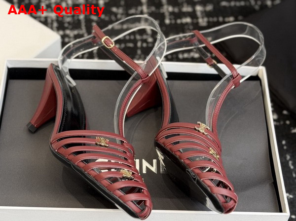 Celine Cage Heeled Sandal in Burgundy Goatskin Replica