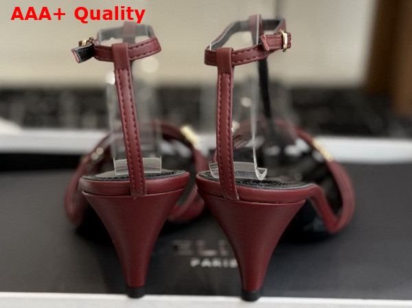 Celine Cage Heeled Sandal in Burgundy Goatskin Replica