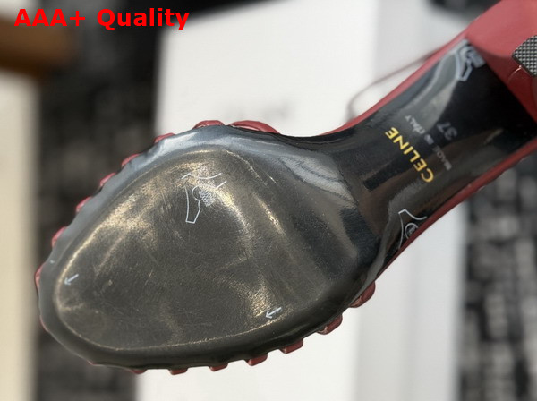 Celine Cage Heeled Sandal in Burgundy Goatskin Replica