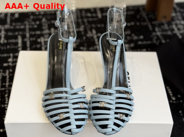 Celine Cage Heeled Sandal in Light Blue Goatskin Replica