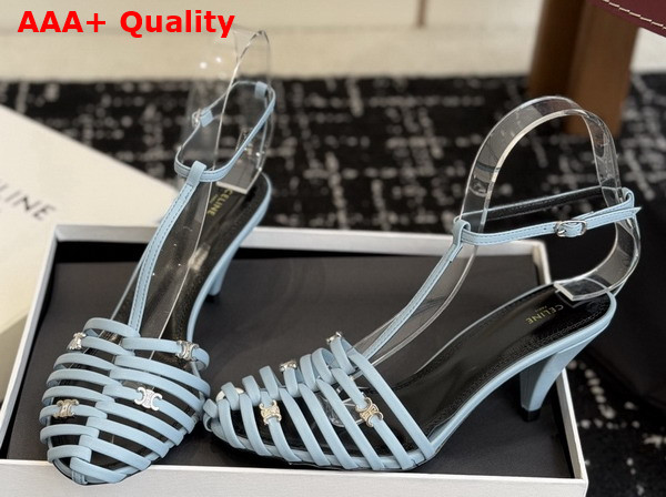 Celine Cage Heeled Sandal in Light Blue Goatskin Replica
