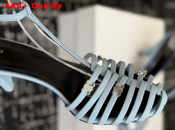 Celine Cage Heeled Sandal in Light Blue Goatskin Replica