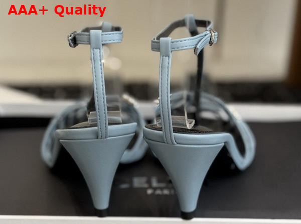 Celine Cage Heeled Sandal in Light Blue Goatskin Replica