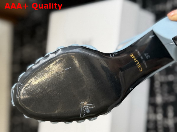 Celine Cage Heeled Sandal in Light Blue Goatskin Replica