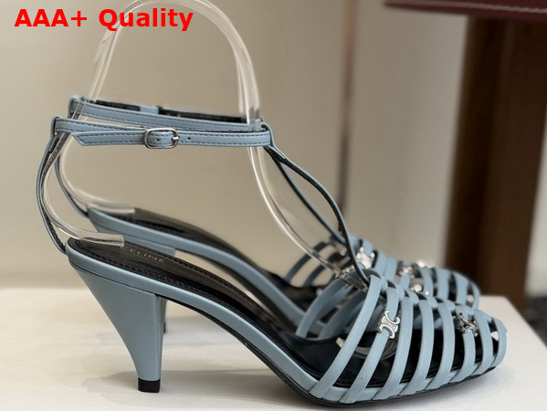 Celine Cage Heeled Sandal in Light Blue Goatskin Replica