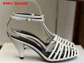 Celine Cage Heeled Sandal in Ultra White Goatskin Replica