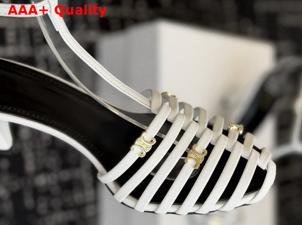 Celine Cage Heeled Sandal in Ultra White Goatskin Replica