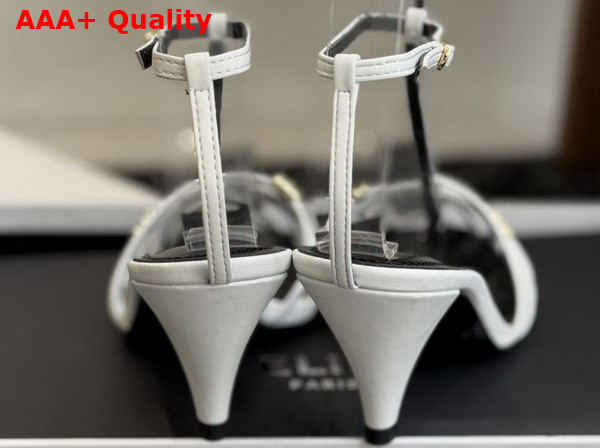 Celine Cage Heeled Sandal in Ultra White Goatskin Replica