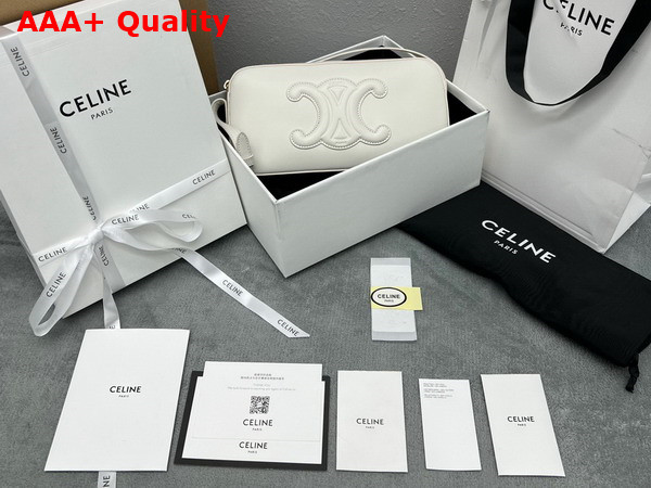 Celine Camera Shoulder Bag Cuir Triomphe in Smooth Calfskin White Replica