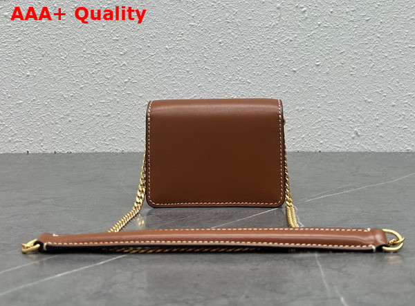 Celine Card Holder On Chain Triomphe in Shiny Calfskin Tan Replica