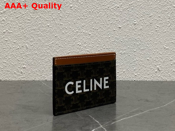 Celine Card Holder in Triomphe Canvas with Celine Print Tan Replica