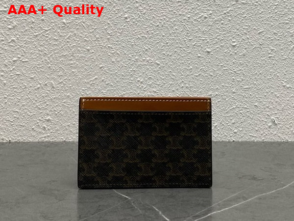 Celine Card Holder in Triomphe Canvas with Celine Print Tan Replica