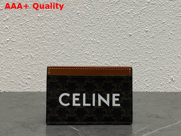 Celine Card Holder in Triomphe Canvas with Celine Print Tan Replica