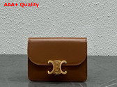 Celine Card Holder with Flap Triomphe in Shiny Calfskin Bronze Replica