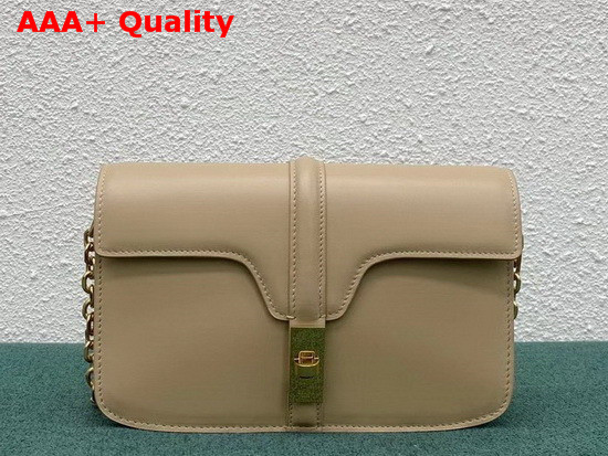 Celine Chain Bag 16 in Beige Satinated Calfskin Replica
