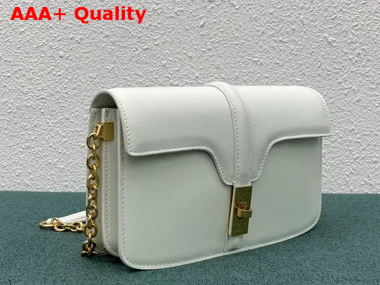 Celine Chain Bag 16 in White Satinated Calfskin Replica
