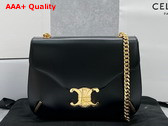 Celine Chain Besace Triomphe in Shiny Calfskin Black Replica