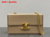 Celine Chain Box Triomphe Bag in Beige Shiny Calfskin Replica